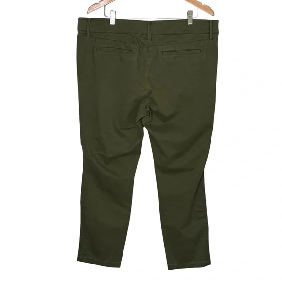 NWT LOFT Custom Stretch Slim-Straight Leg Ankle Pants 18 Olive Green Pockets - Picture 3 of 10